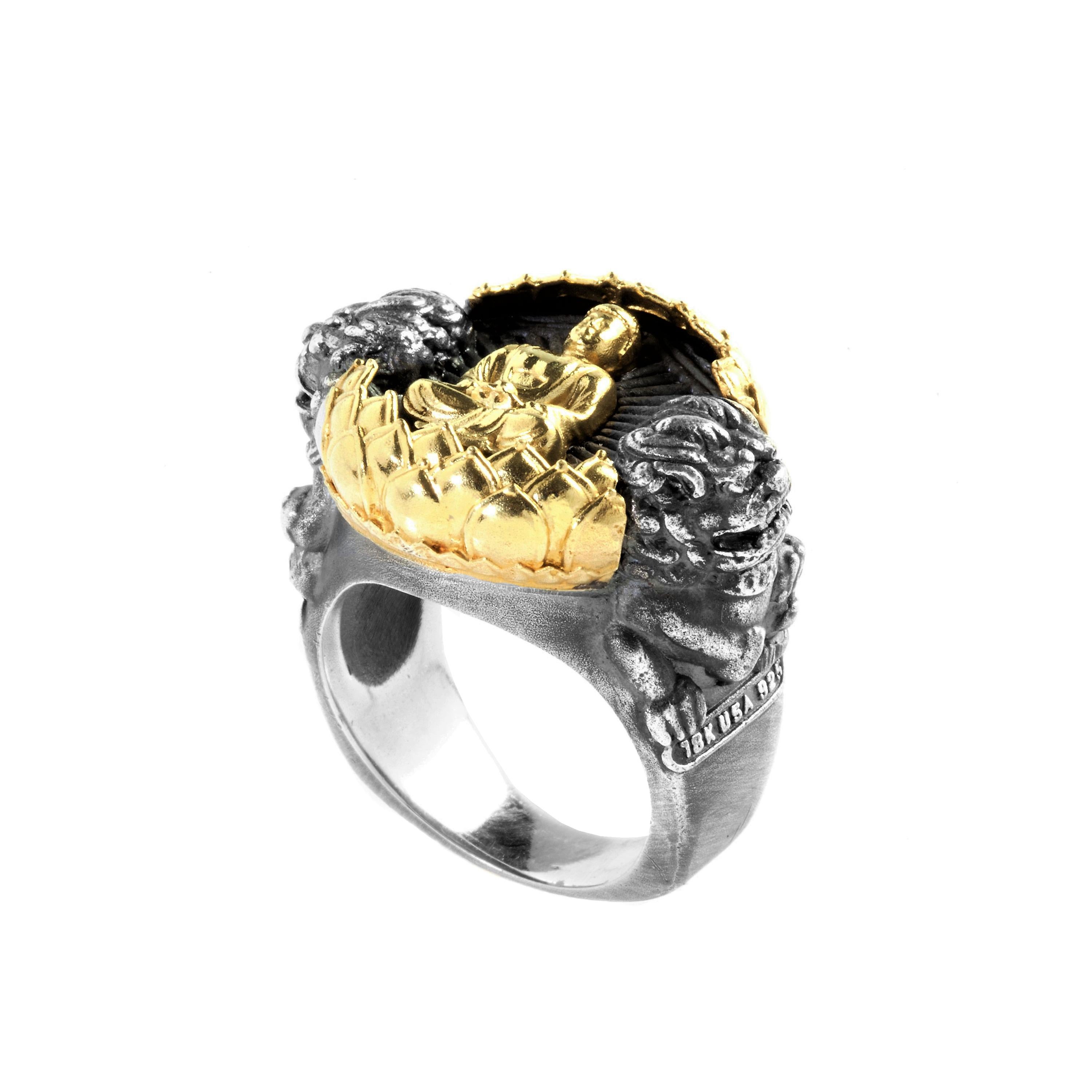18k gold buddha ring