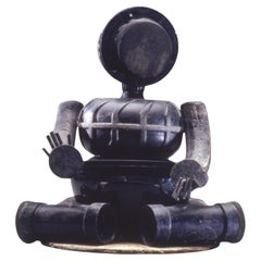 Buddha Sculpture, Plastic Assemblage in Black On of Kind by Jerry Ross Barrish