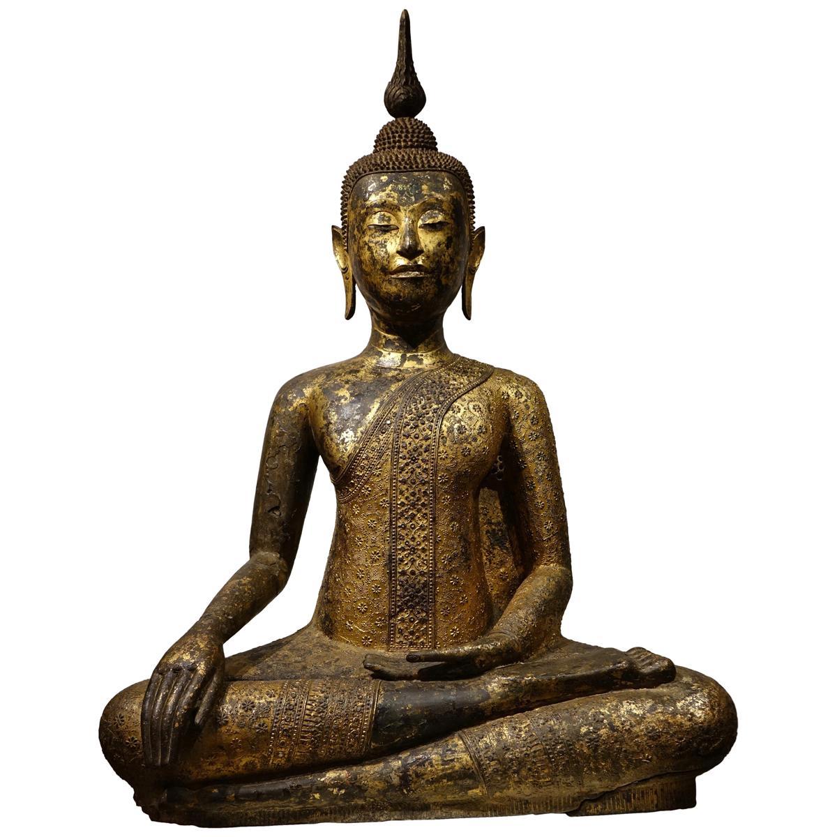 Buddha Sitting in the Position of Bhumisparsa Mudra, Thailand, 19th Century For Sale