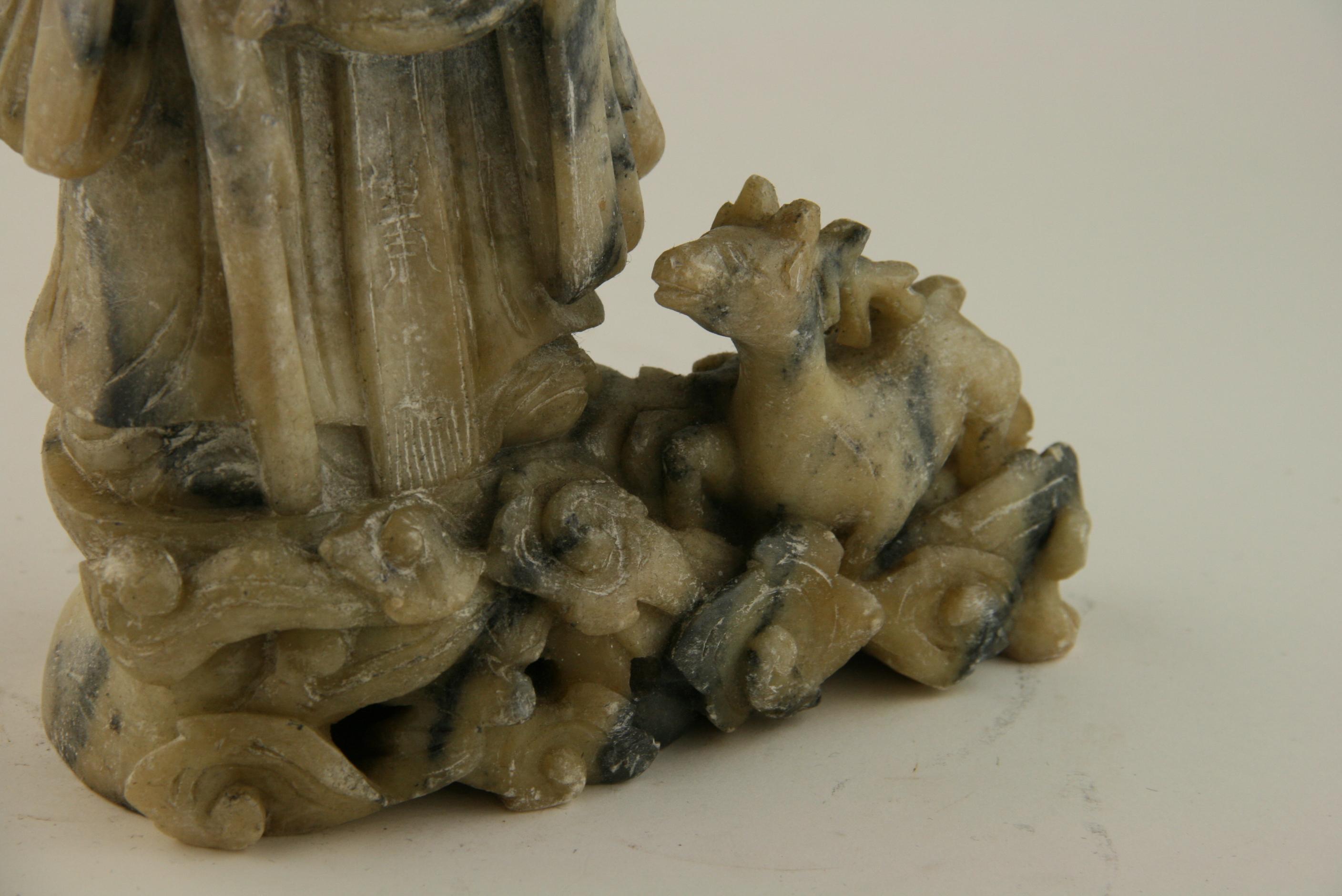 Chinese  Buddha Soapstone Garden  Sculpture with Turtle and Deer