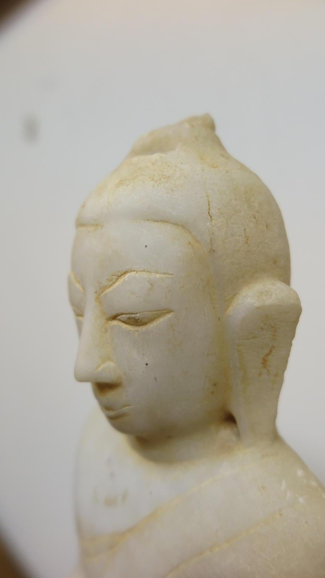 Carved Buddha Statue 19th Century Alabaster For Sale