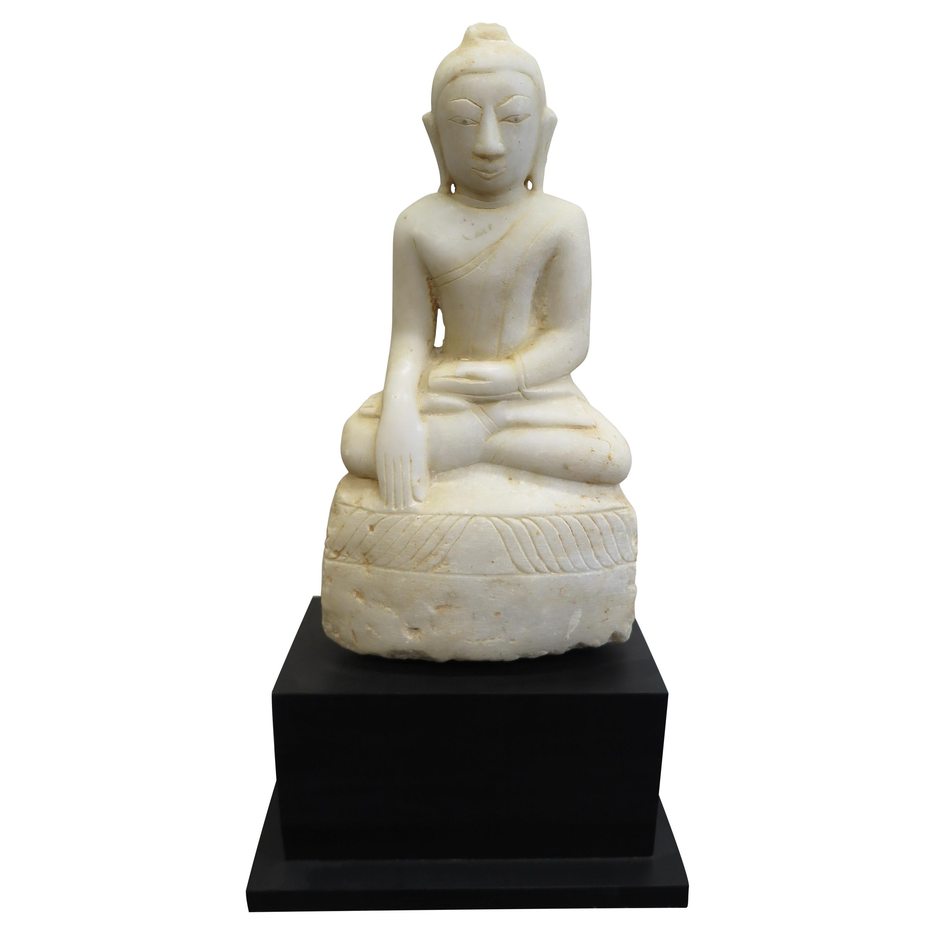 Buddha Statue 19th Century Alabaster