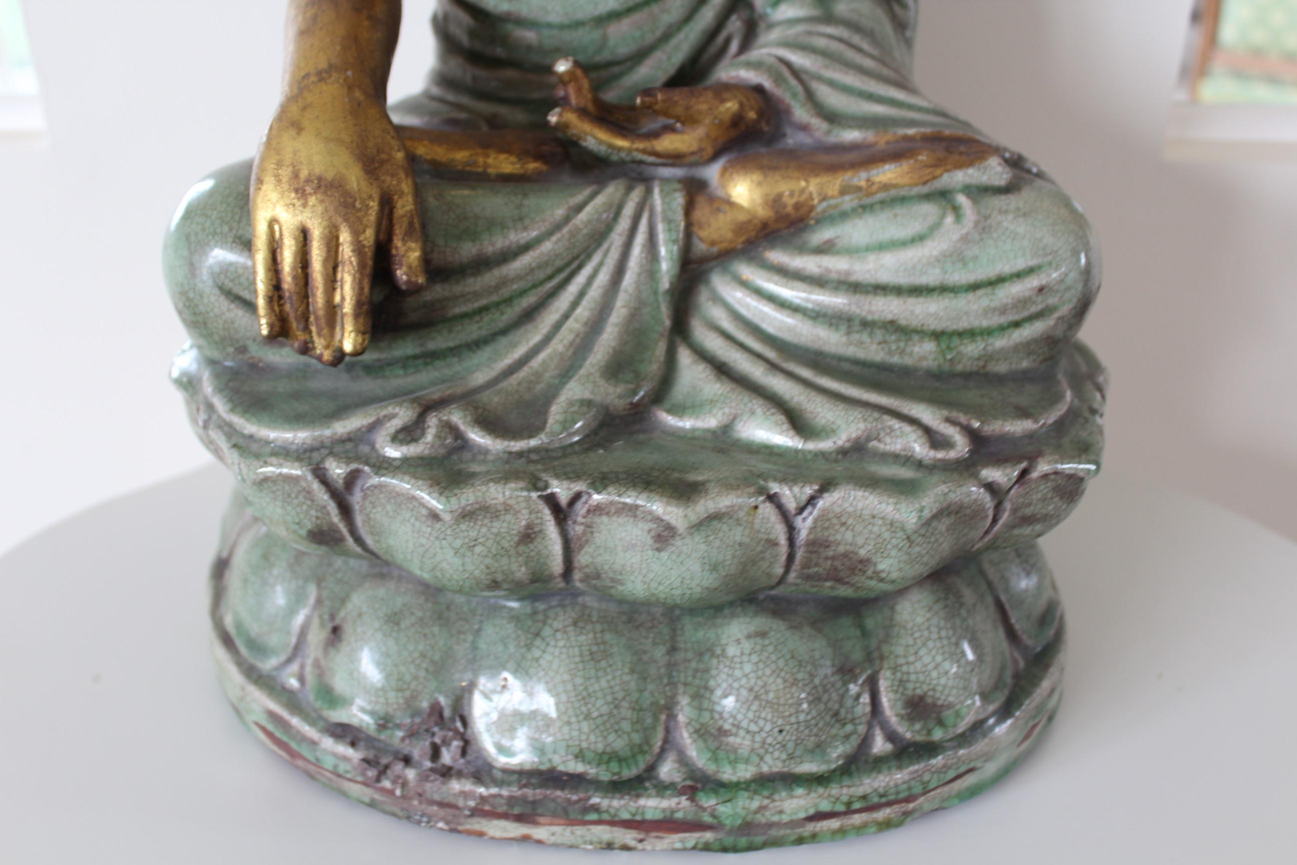Asian Buddha Statue in Ceramic, circa 1930