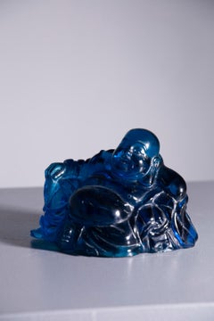 Buddha Statuette in Blue Jade