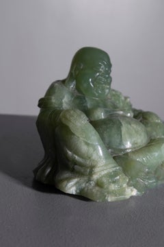Buddha statuette in green jade