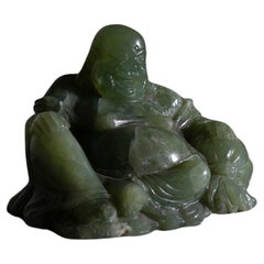Vintage Buddha statuette in green jade