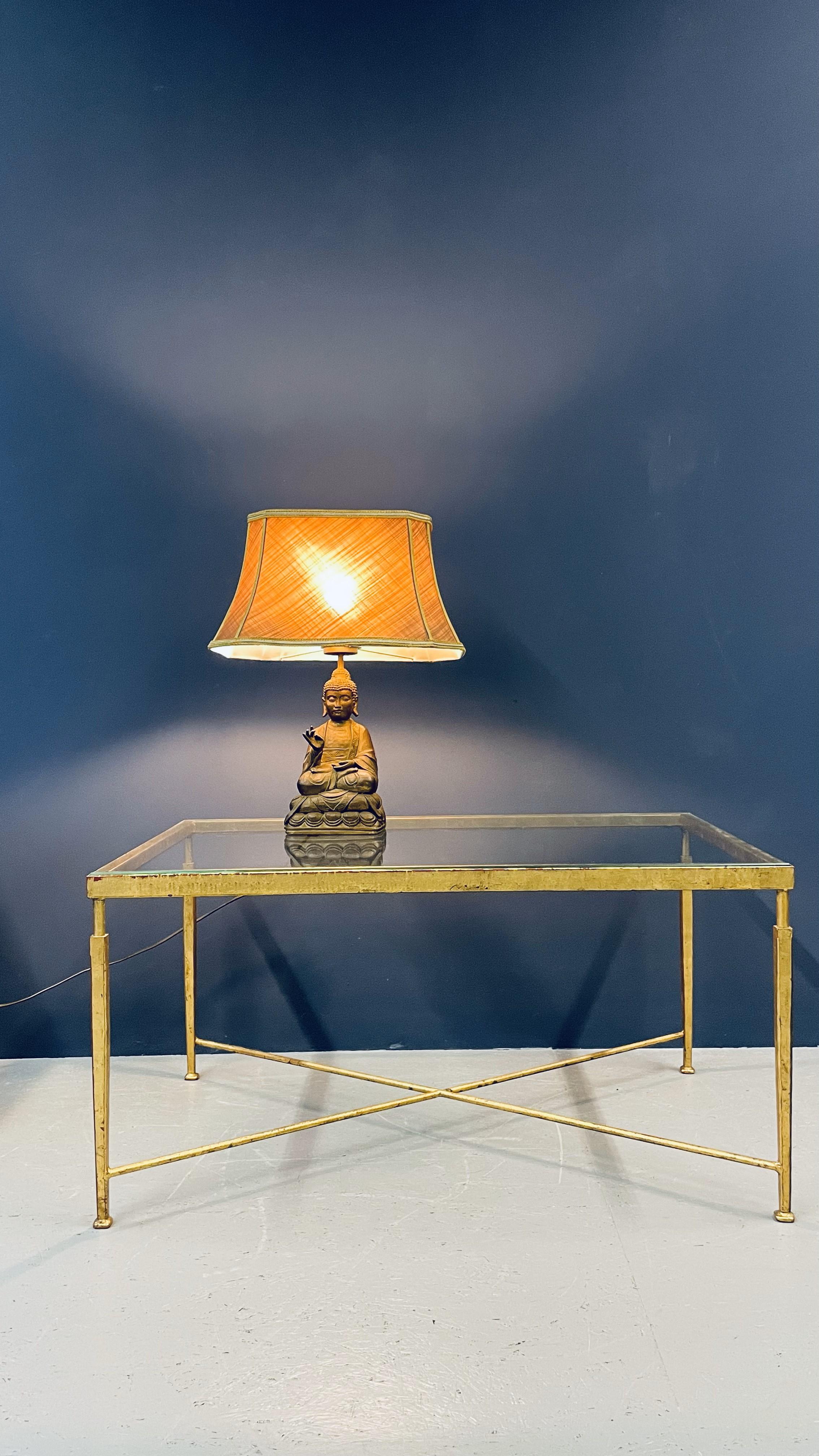 Buddha Tischlampe mit Samtschirm im Zustand „Gut“ in Munich, DE