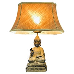 Buddha Table Lamp with velvet shade