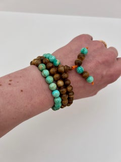 Buddhist-Inspired Oud Wood and Turquoise Necklace/Bracelet!