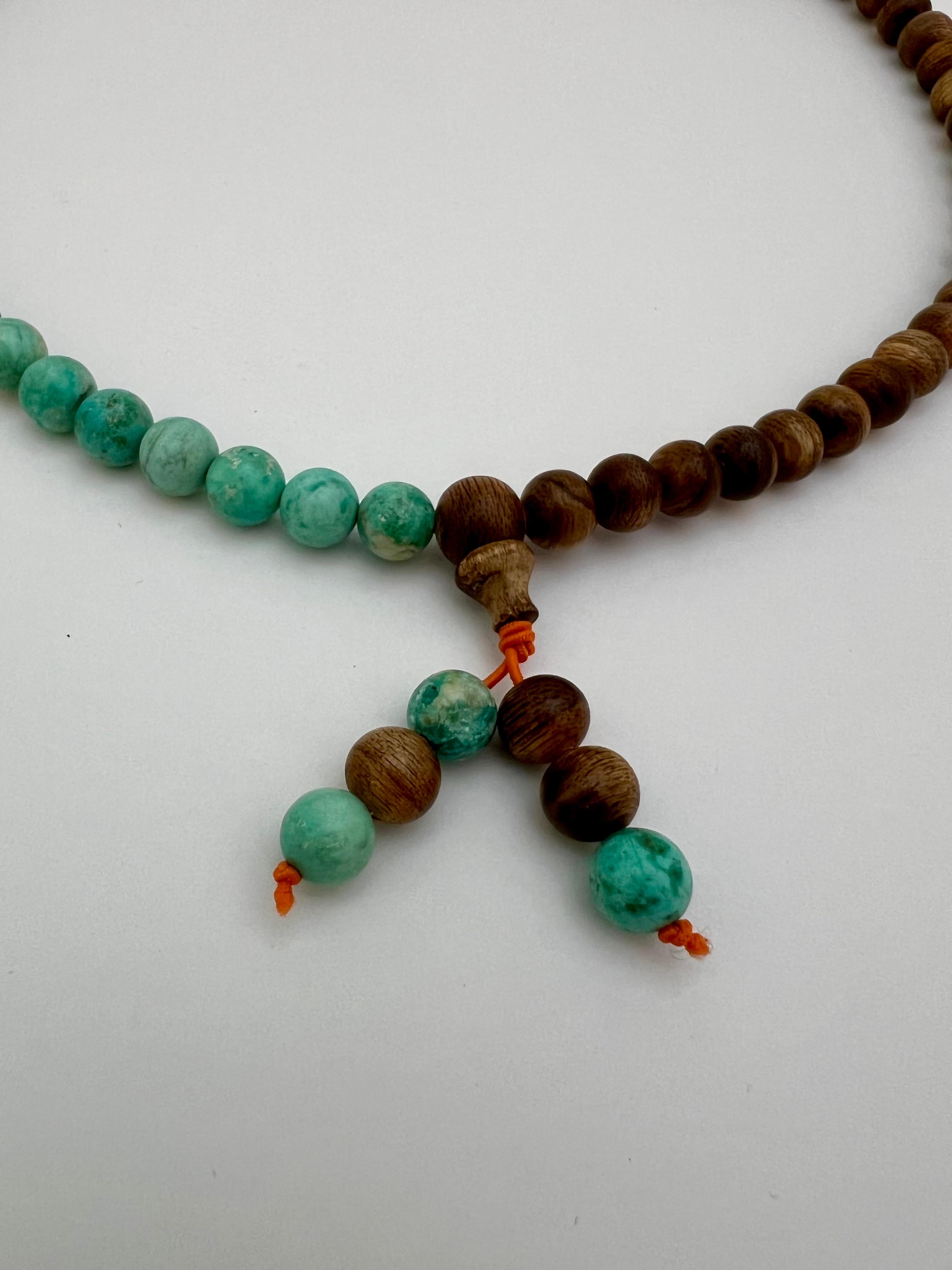 da uomo o donna Collana/Bracciale in Wood Wood e Turchese di ispirazione buddista! in vendita