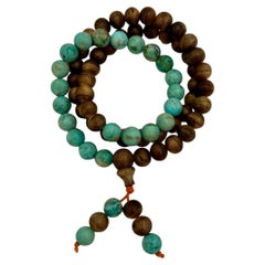 Buddhist-Inspired Oud Wood and Turquoise Necklace/Bracelet!