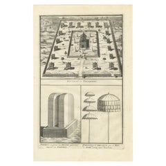 Buddhist Talapoins next to Pagodas and Parasols given by the King of Siam, c1730