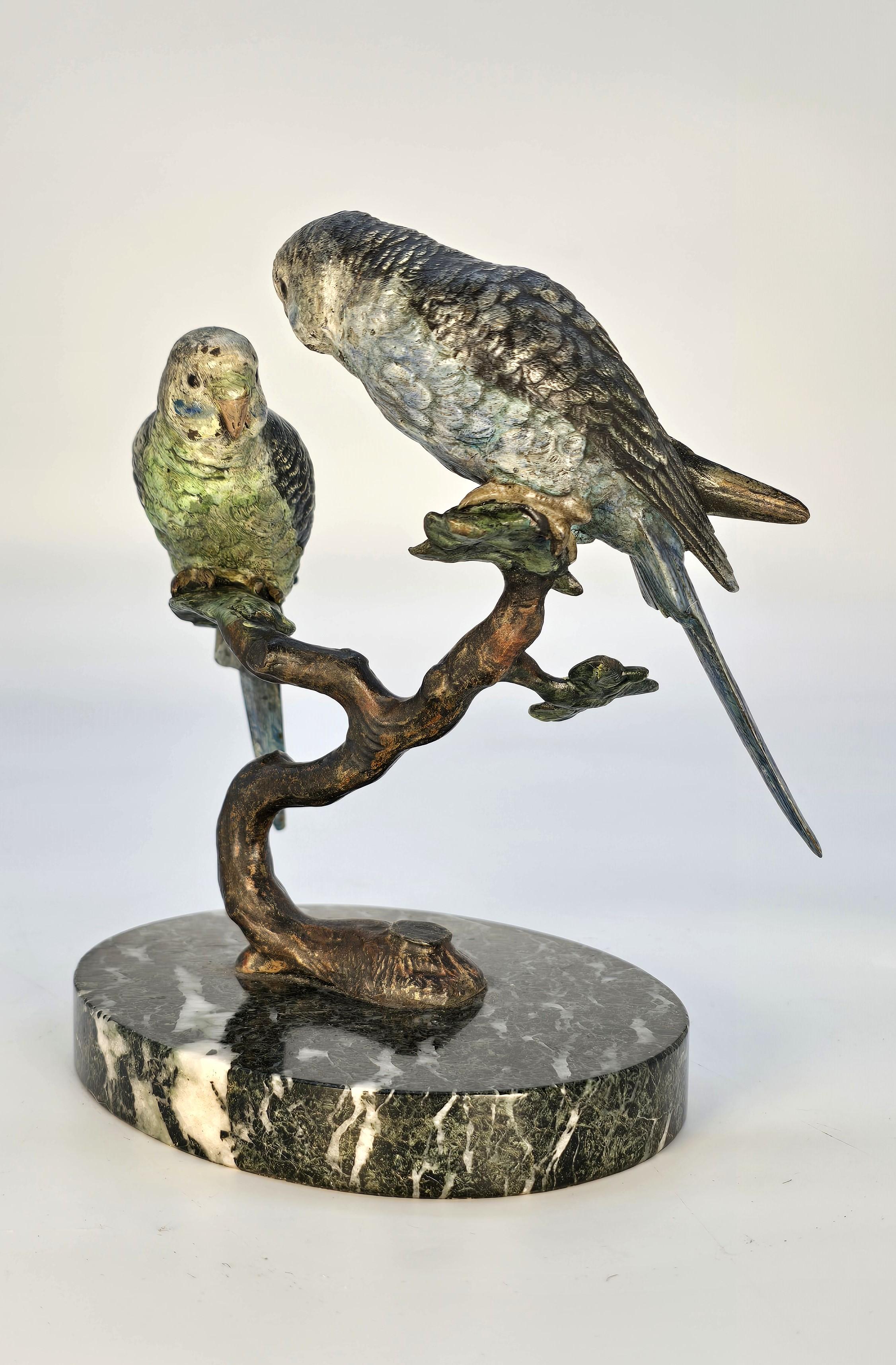 Art Déco Pappagallini, dipinti a freddo, coppia, Austriaco circa 1920 in vendita