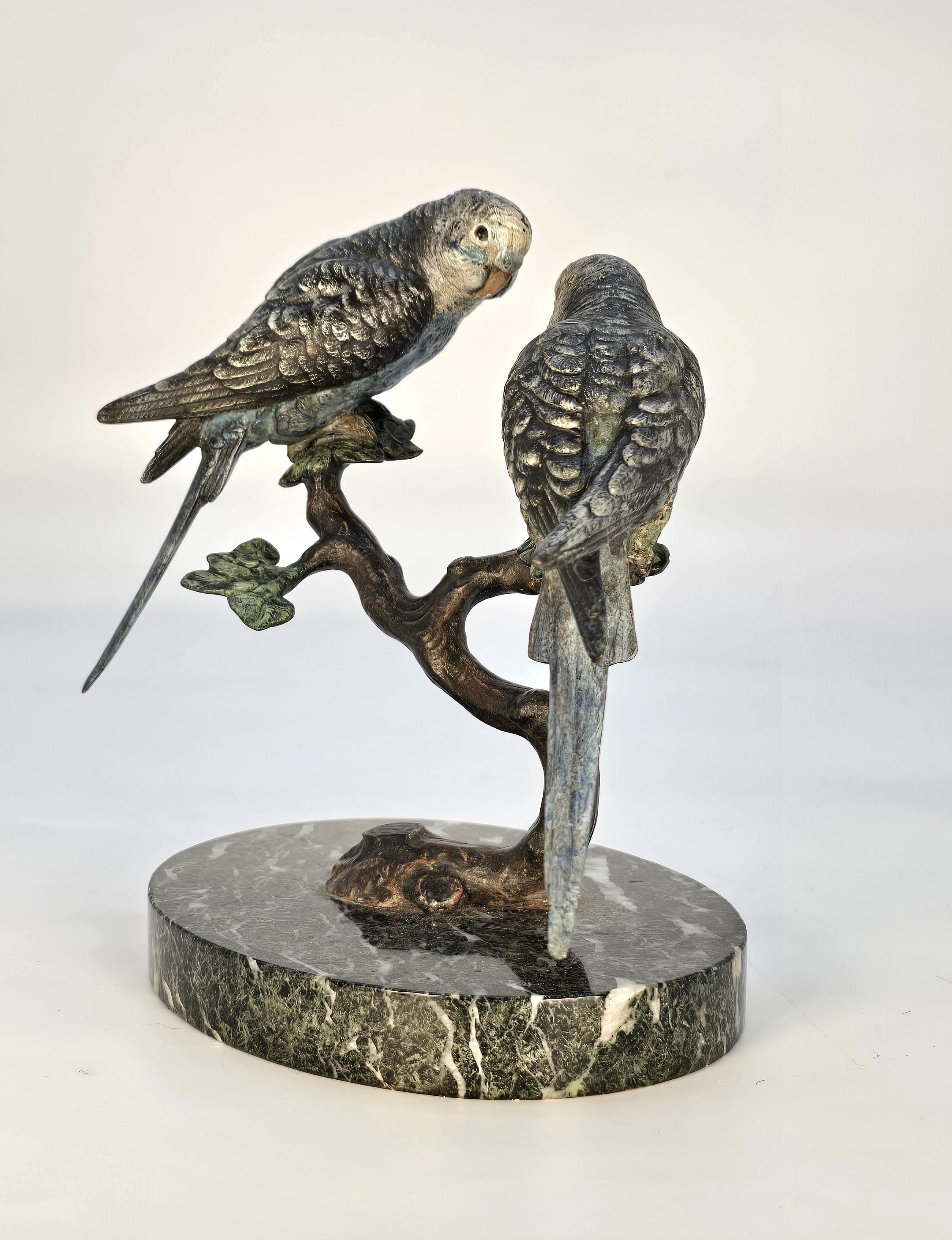 Bronzo Pappagallini, dipinti a freddo, coppia, Austriaco circa 1920 in vendita