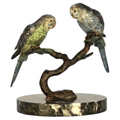 Budgerigars, cold painted, pair, Austrian circa 1920