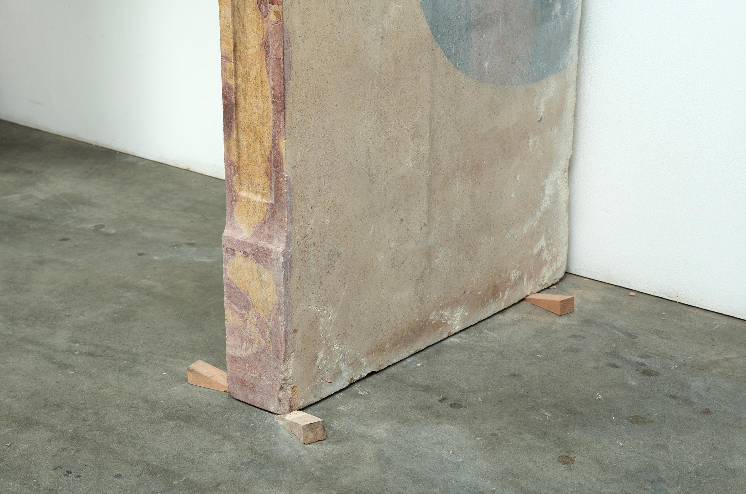 Budget-Friendly Louis XVI Paneled Fireplace in Rare Multicolored French Limeston For Sale 9