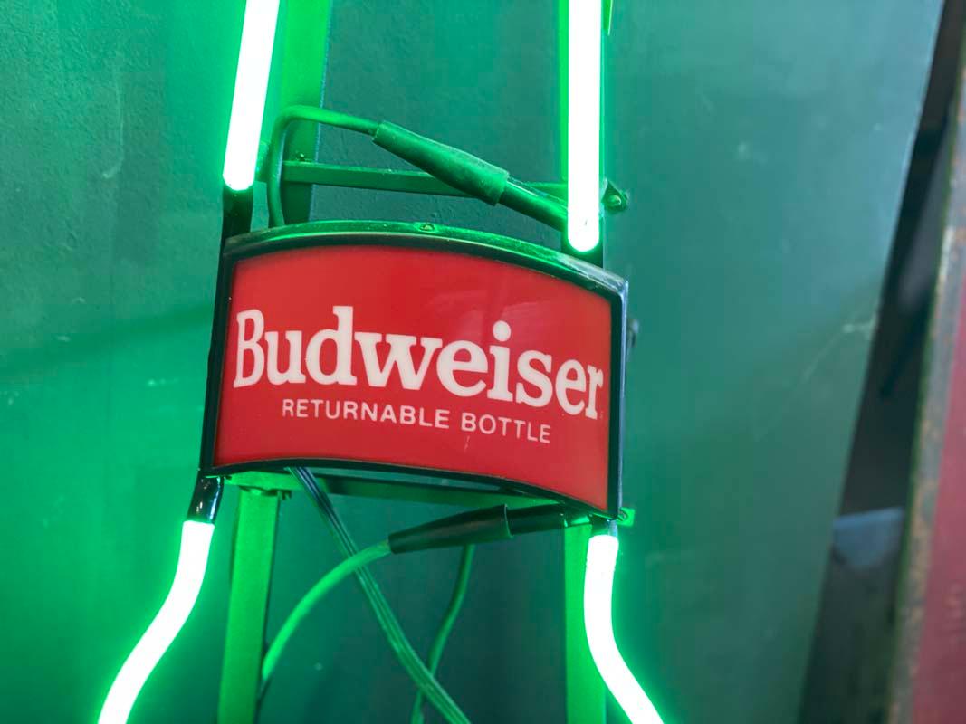 Modern Budweiser neon sign, USA 1989
