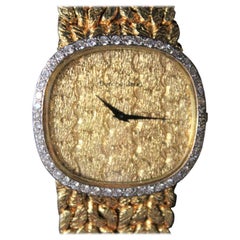 Vintage Bueche Girod 18-Karat Gold Watch with Original Diamond Bezel