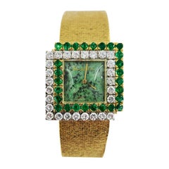 Bueche-Girod 18 Karat Yellow Gold, Jade, Emerald, & Diamond Watch