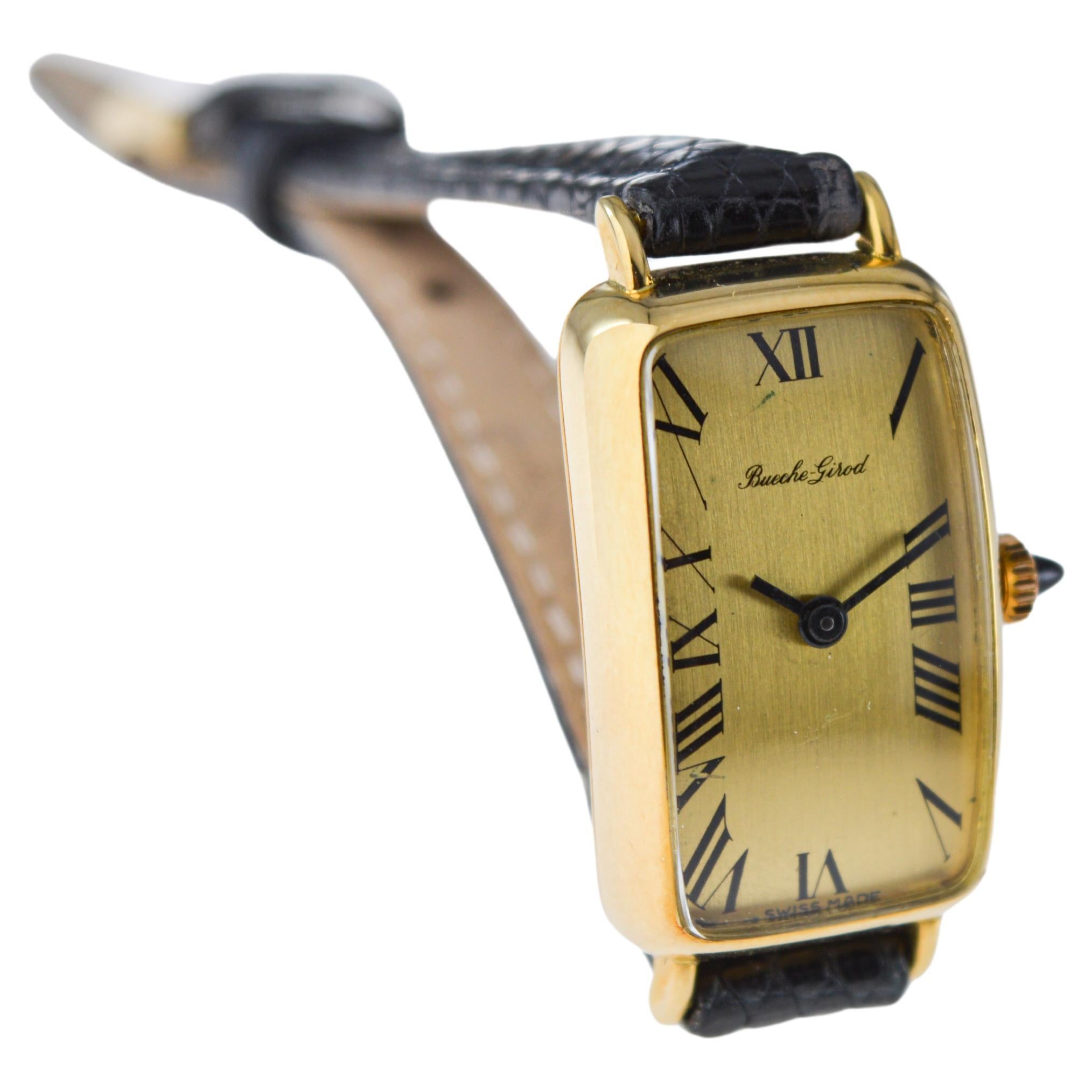 Bueche Girod 18 Karat, Yellow Midcentury Watch Originally Owned by Jerry Lewis In Excellent Condition For Sale In Long Beach, CA