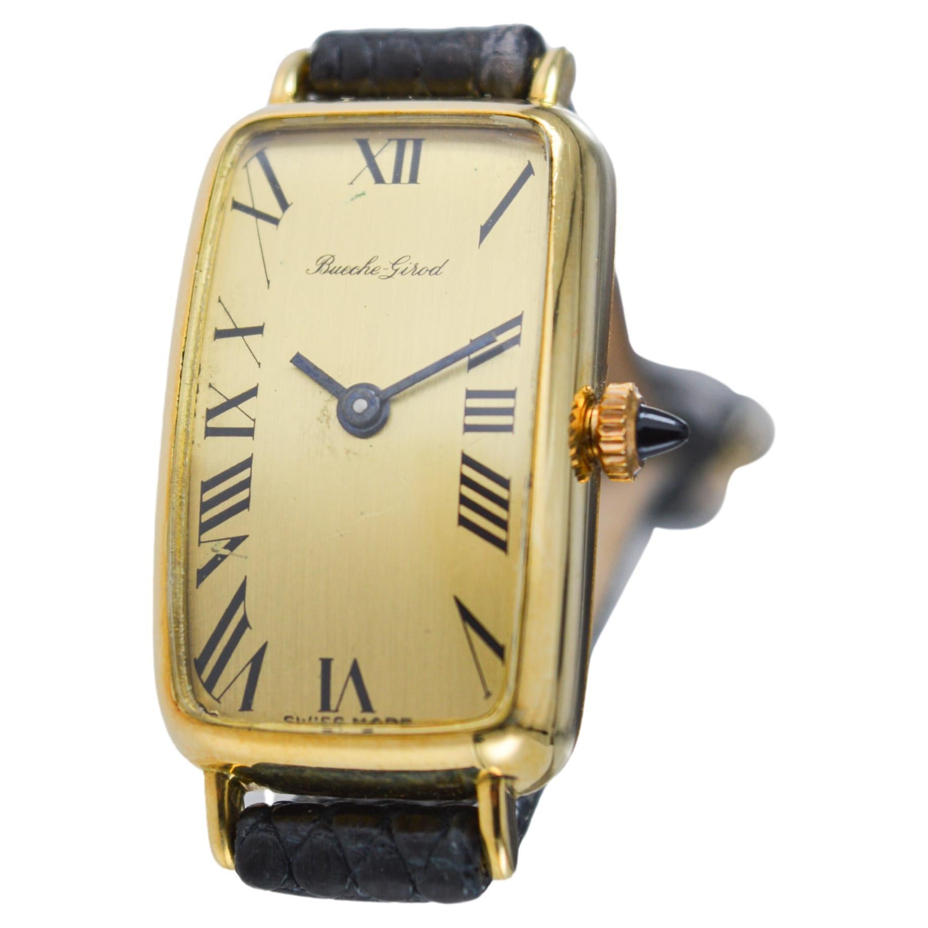 Women's or Men's Bueche Girod 18 Karat, Yellow Midcentury Watch Originally Owned by Jerry Lewis For Sale