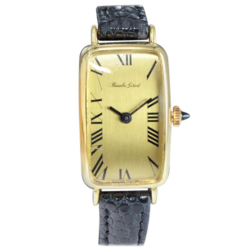 Women's or Men's Bueche Girod 18 Karat, Yellow Midcentury Watch Originally Owned by Jerry Lewis For Sale