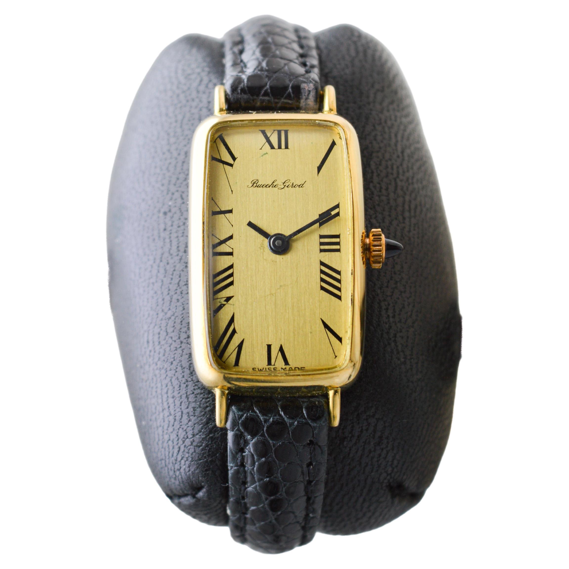 Bueche Girod 18 Karat, Yellow Midcentury Watch Originally Owned by Jerry Lewis For Sale