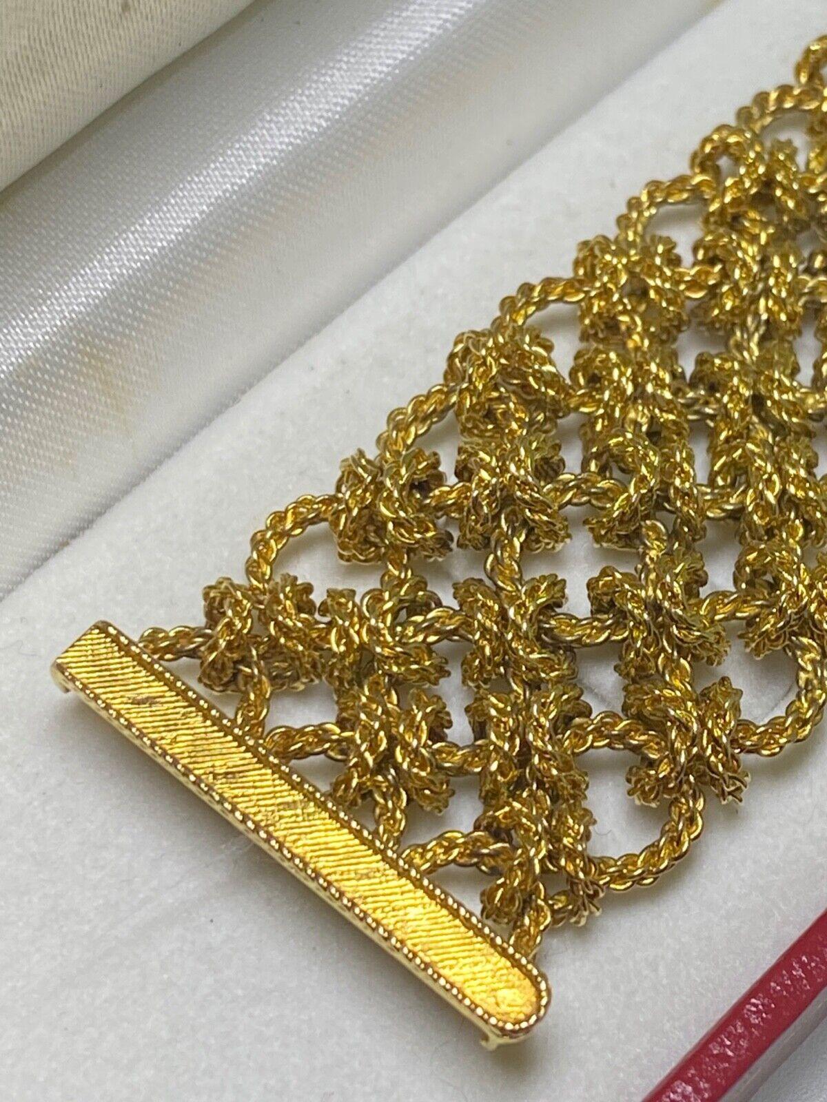 Bueche-Girod 18k Gold & 5.00 Diamond Knitted Bracelet Dress Watch, Ref Y 9801 4