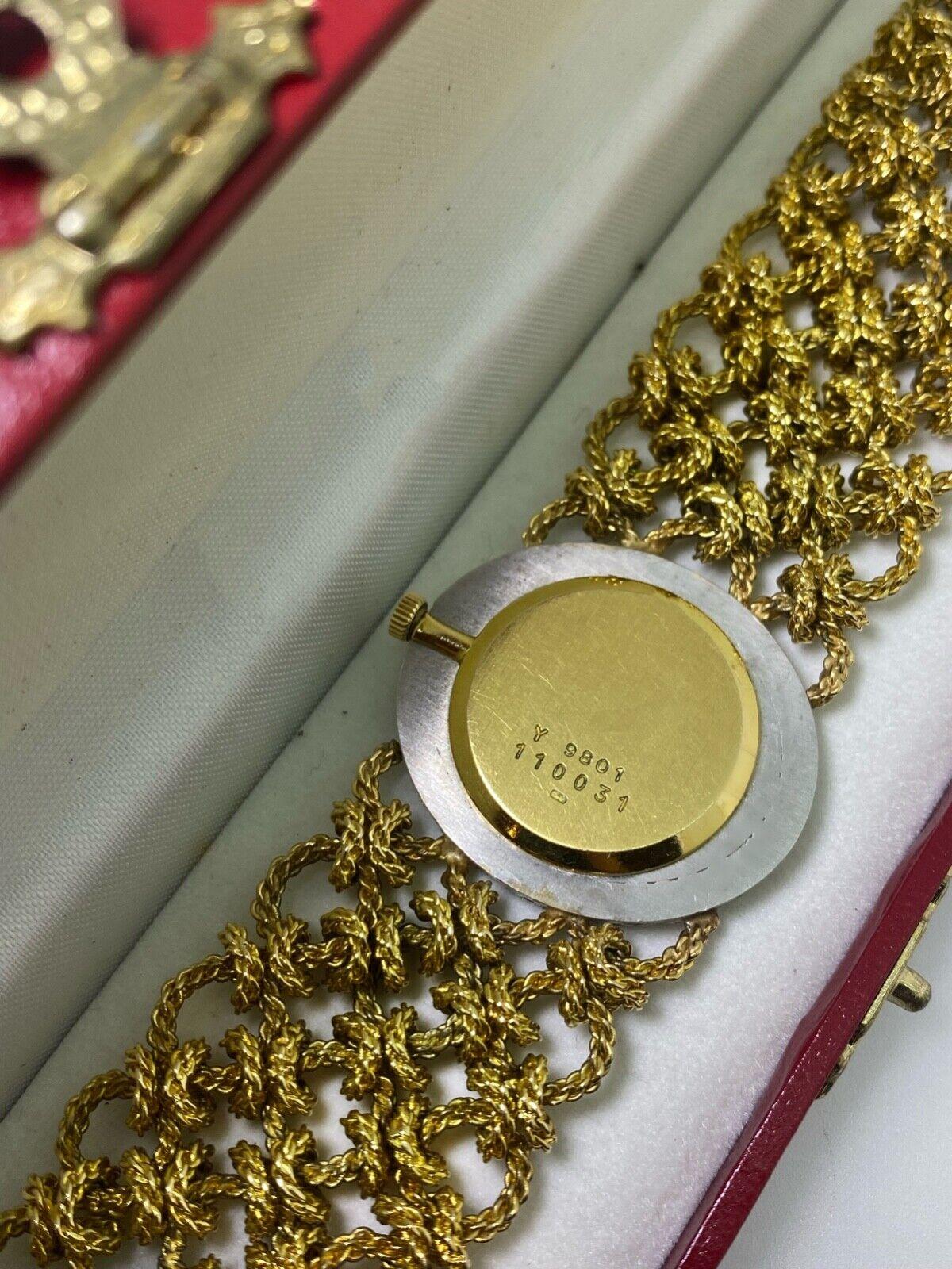 Women's Bueche-Girod 18k Gold & 5.00 Diamond Knitted Bracelet Dress Watch, Ref Y 9801