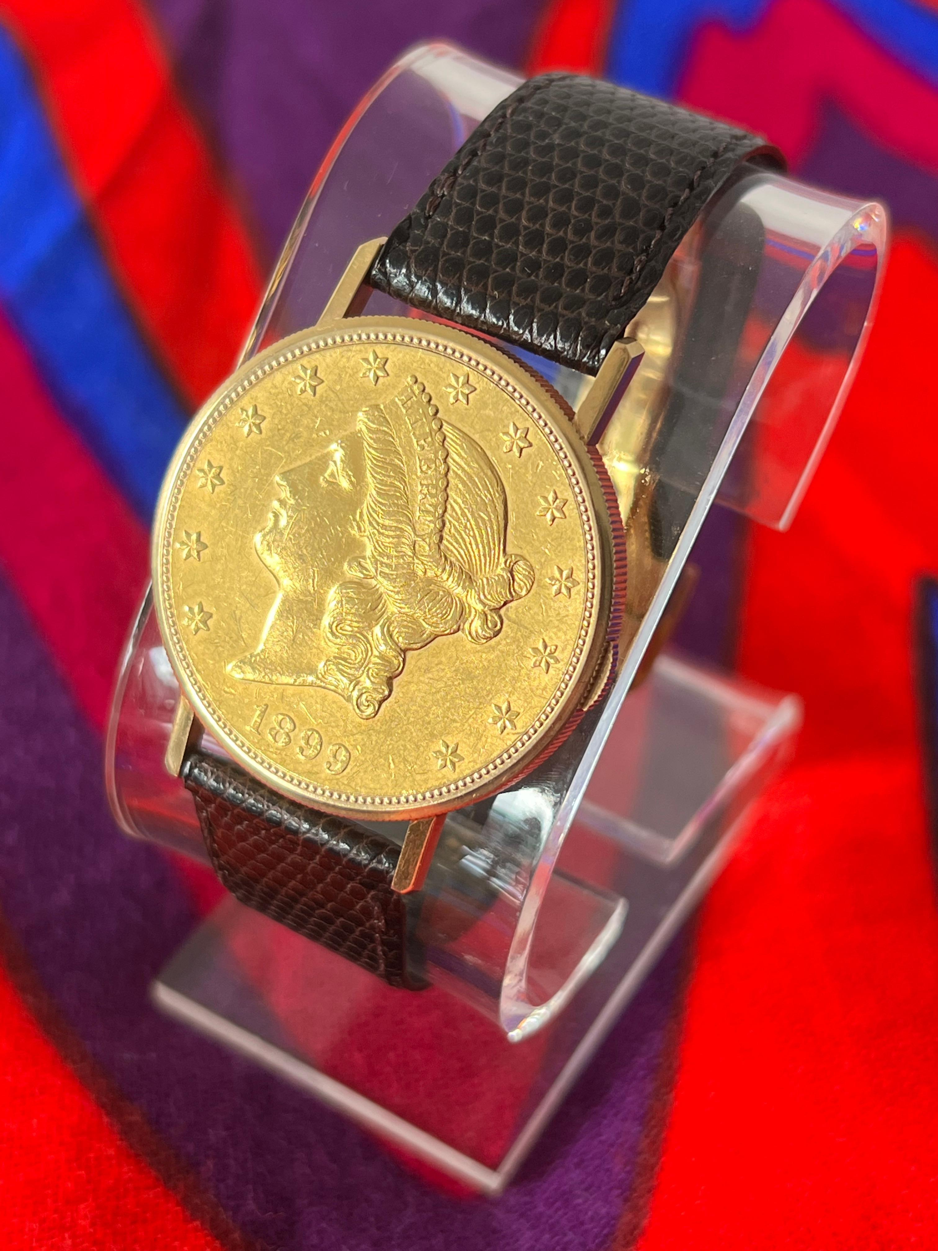 Reloj Bueche Girod $20 monedas de oro ca' 1980 en venta 10