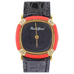 Bueche Girod Diamond Gold Coral Wristwatch