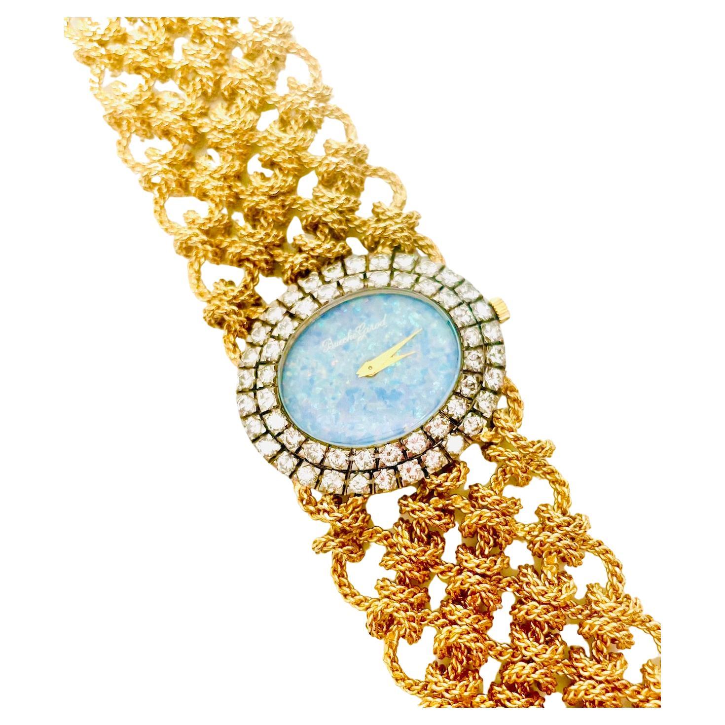 Bueche Girod Diamond, Opal, 18k Gold Watch For Sale