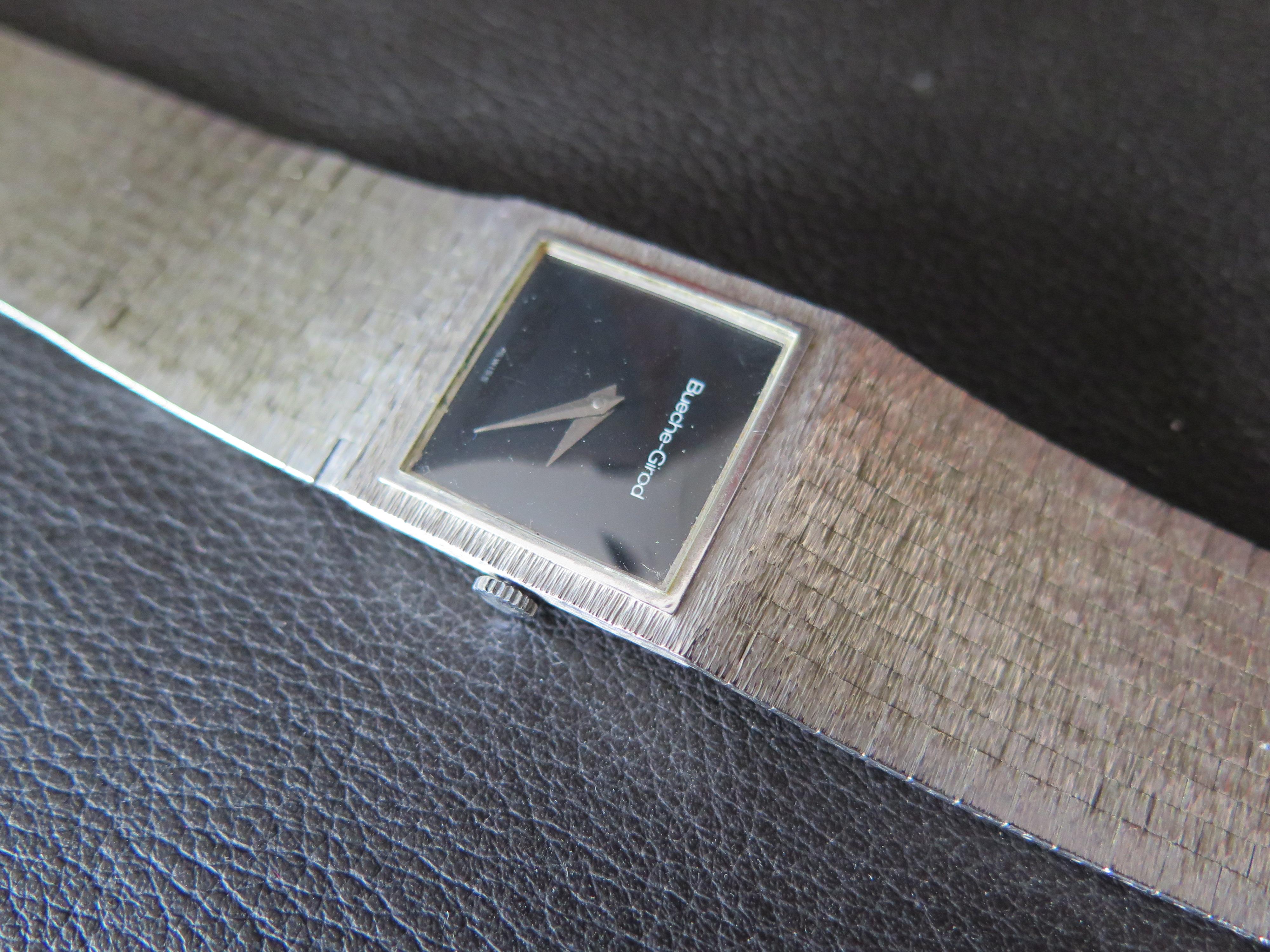 Reloj De Vestir Bueche Girod De Oro Blanco De 9 Quilates Brazalete Integrado Ca' 1970's en venta 2
