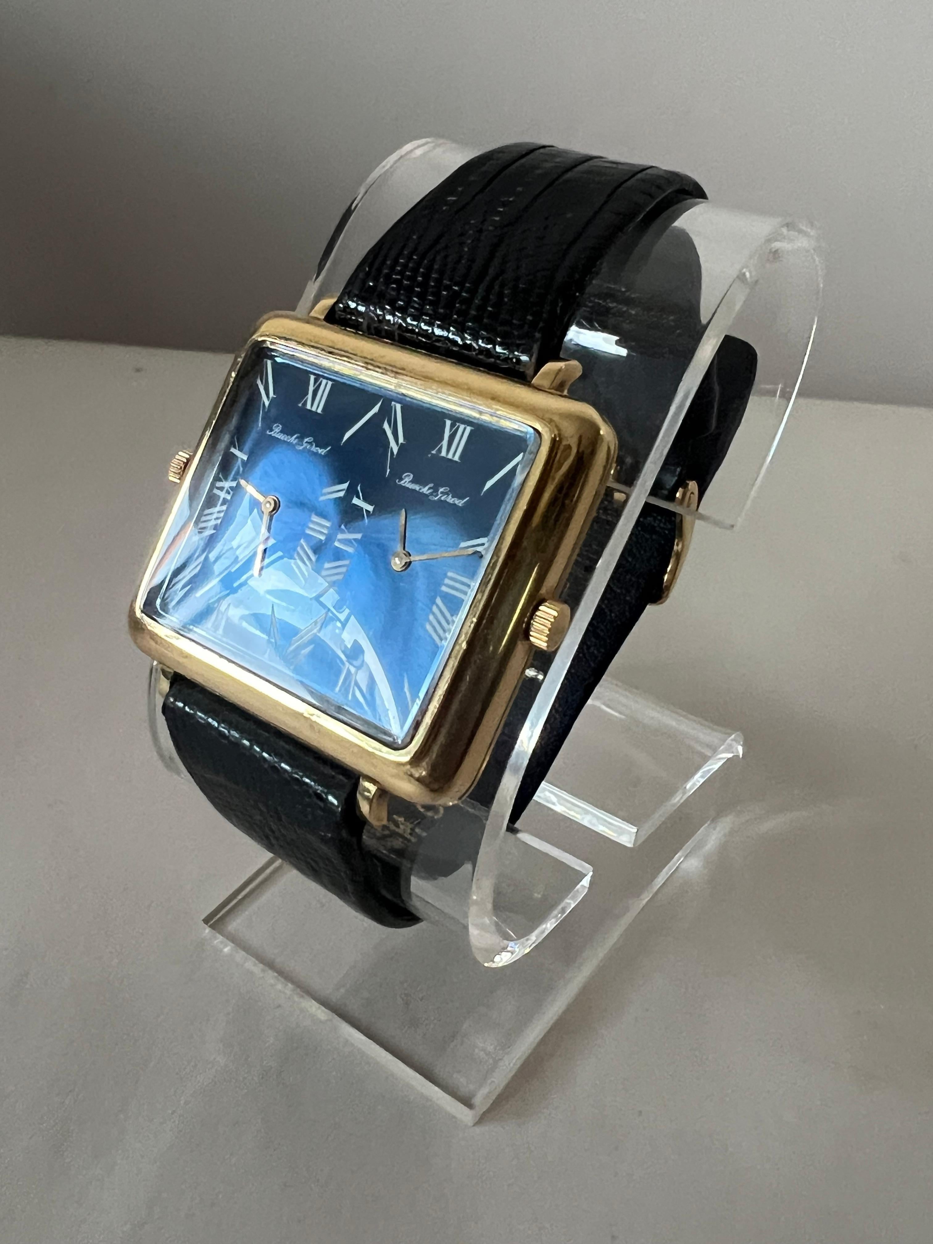 Montre mécanique Dual Time Bueche Girod Ca' 1970's en vente 2