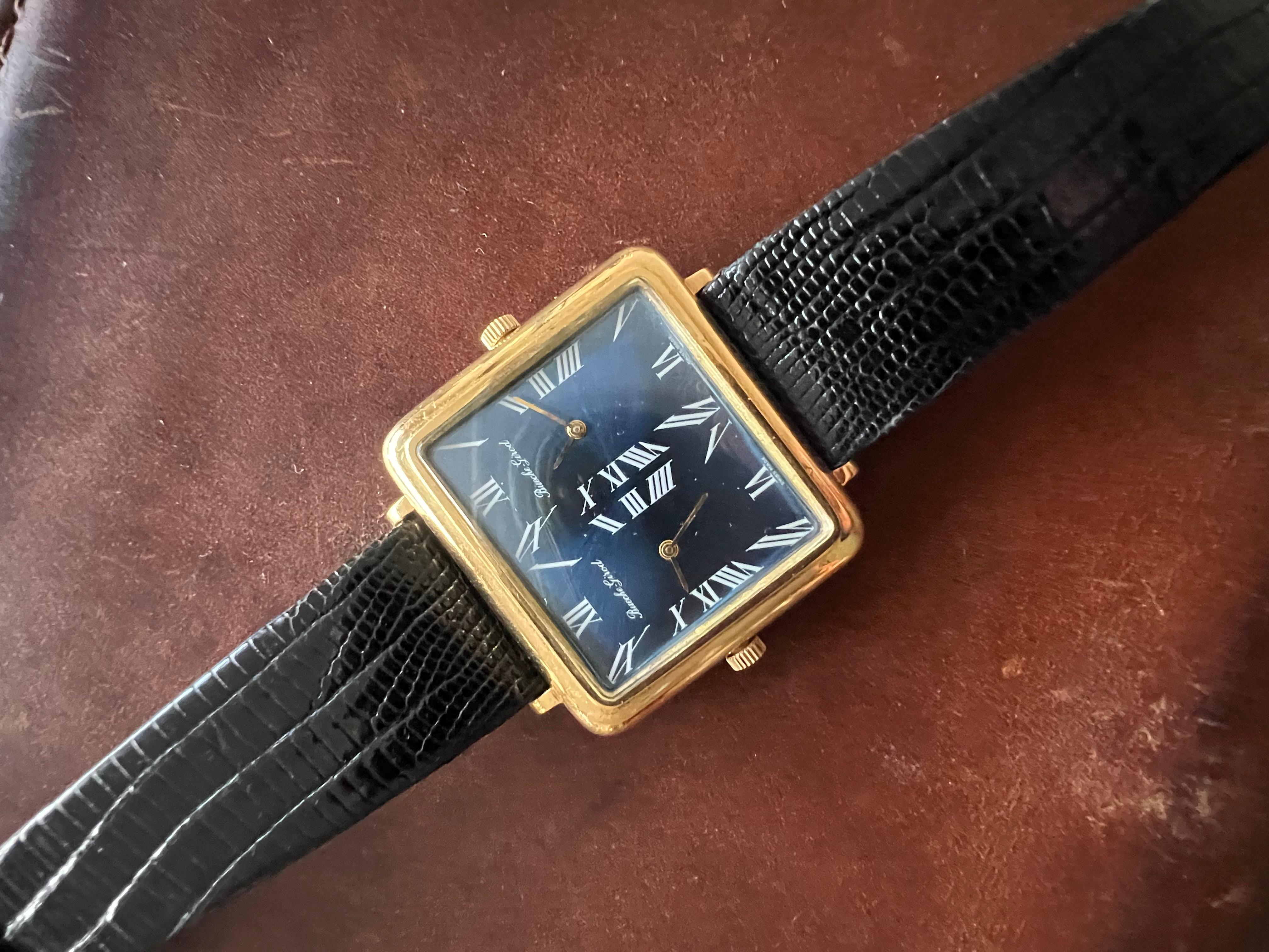 Montre mécanique Dual Time Bueche Girod Ca' 1970's en vente 3