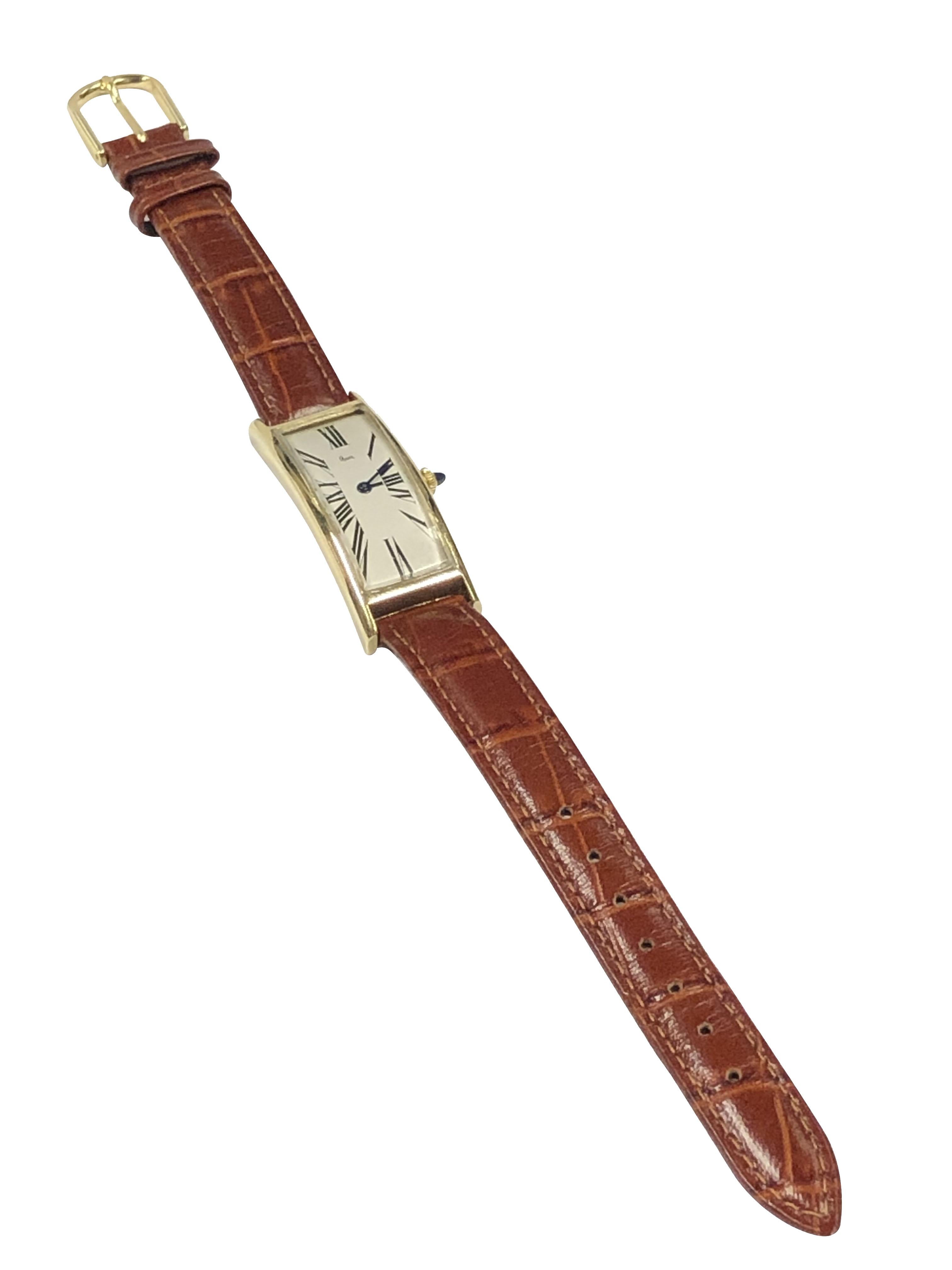 Bueche Girod for Ruser Elongated Yellow Gold Watch Owned and Worn by Jerry Lewis In Excellent Condition In Chicago, IL