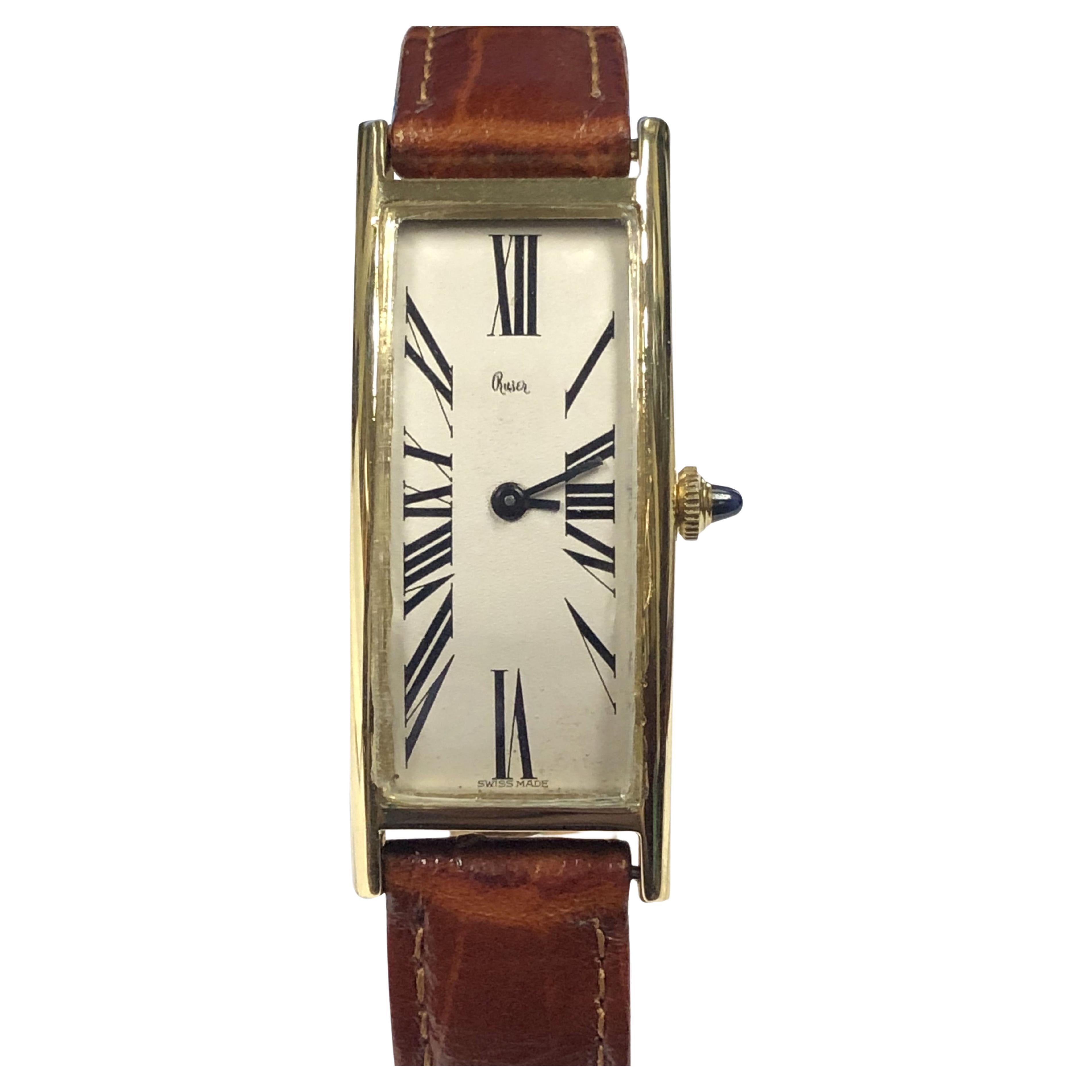 Bueche Girod for Ruser Elongated Yellow Gold Watch Owned and Worn by Jerry Lewis