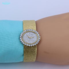 Bueche Girod Gold Watch with Diamond Bezel and Pave Diamond Dial