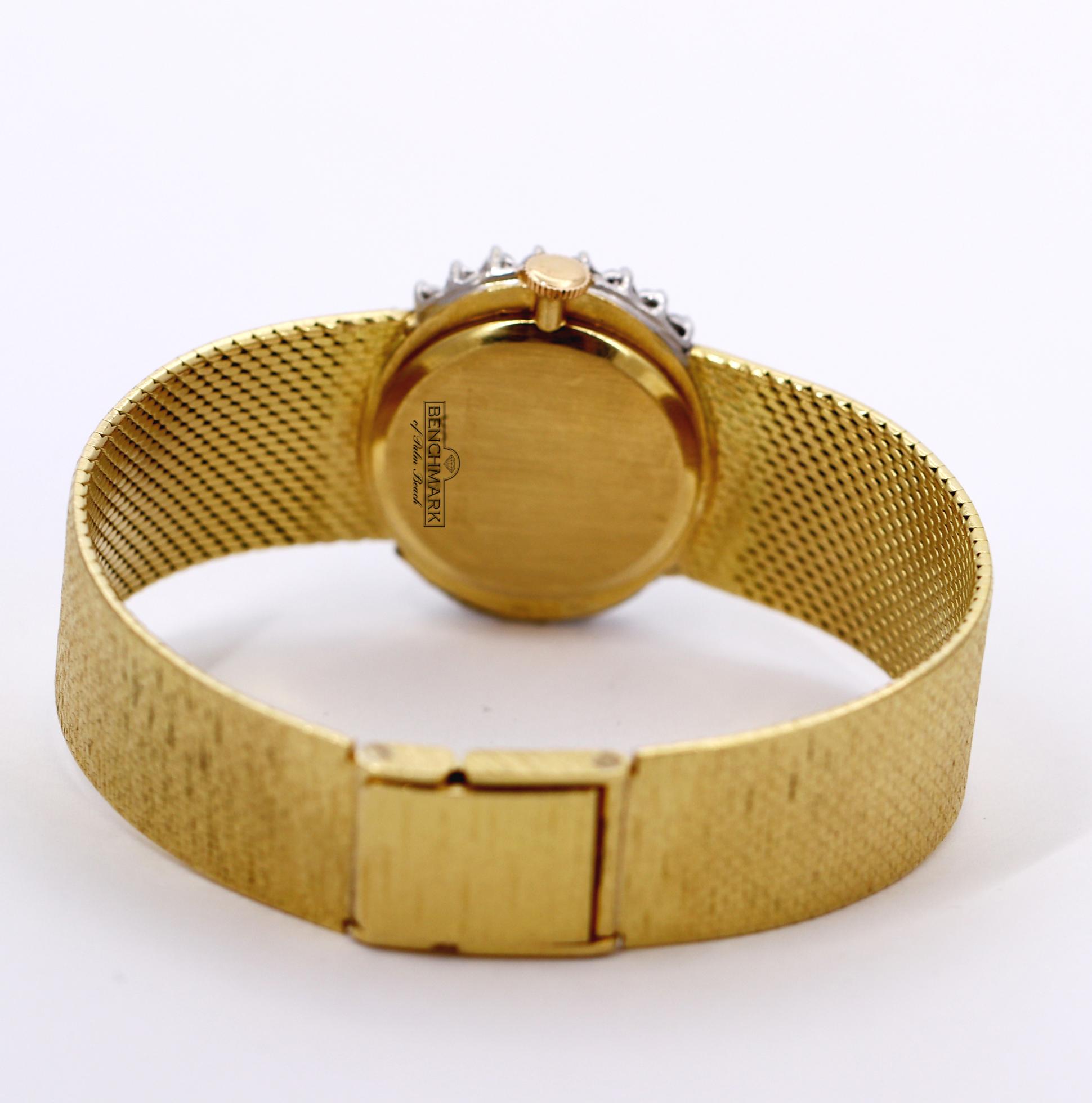 Bueche Girod Gold Watch with Diamond Bezel and Pave Diamond Dial In Good Condition In Palm Beach, FL
