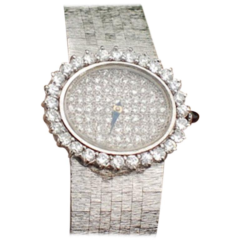 Bueche-Girod Ladies Pave Diamond Dress Watch 18 Karat White Gold, 2.65 Carat