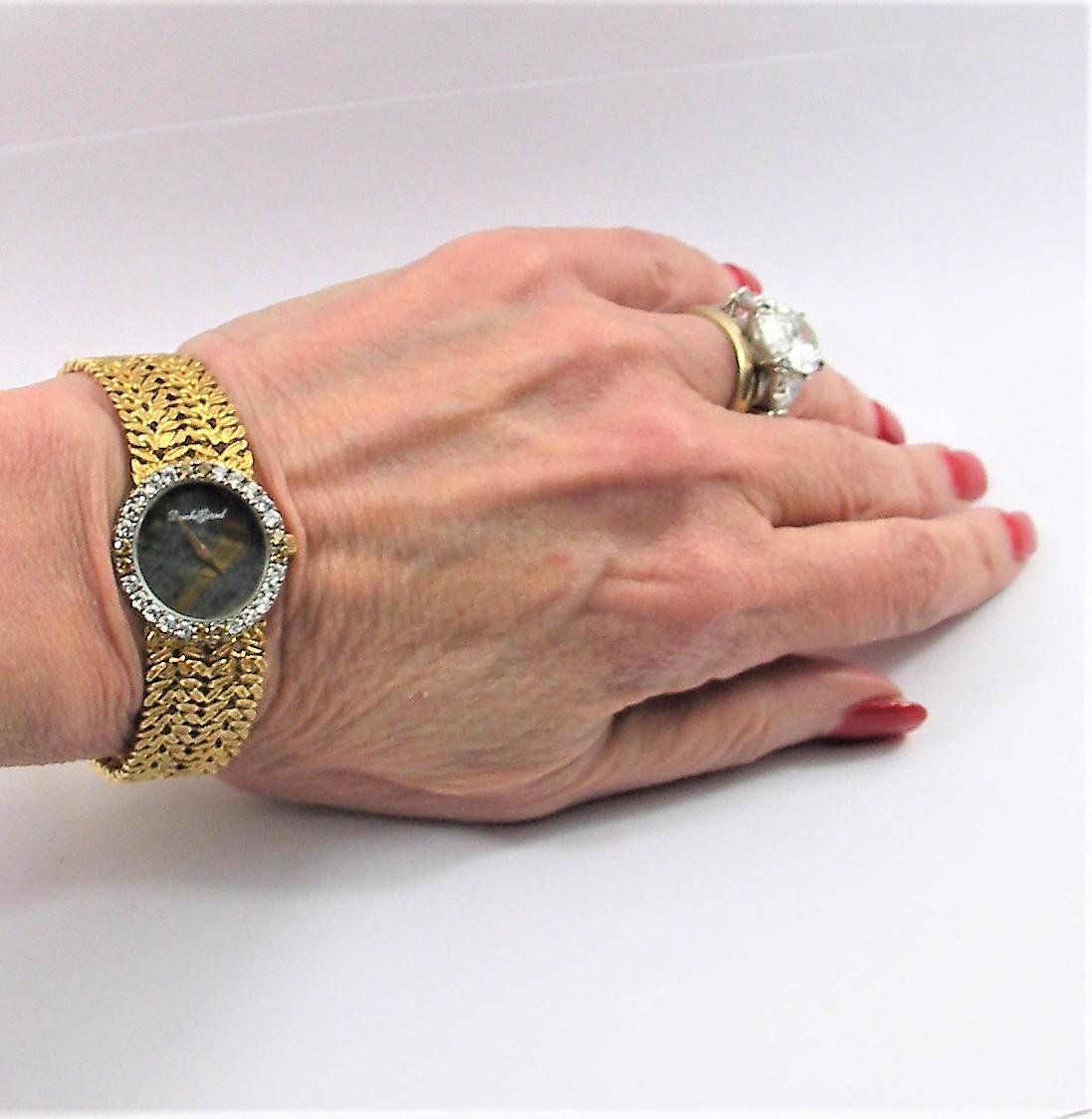 Women's Bueche Girod Ladies Yellow Gold Diamond Multicolor Stone Dial Wristwatch