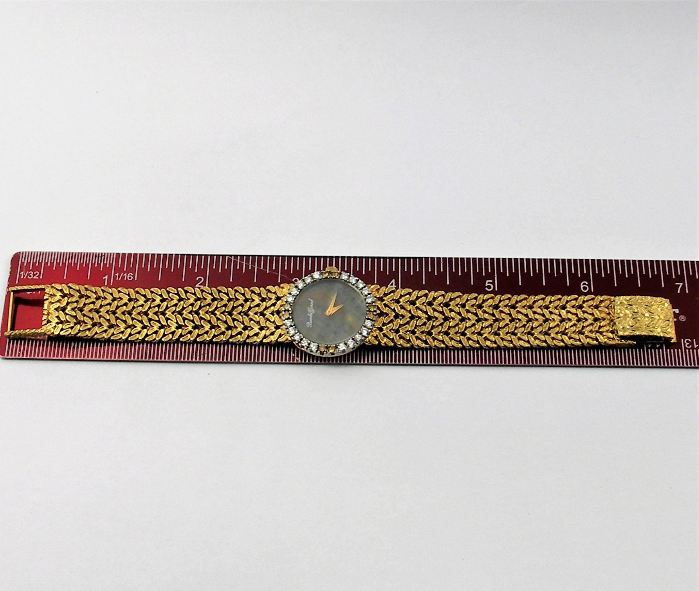 Bueche Girod Ladies Yellow Gold Diamond Multicolor Stone Dial Wristwatch 1