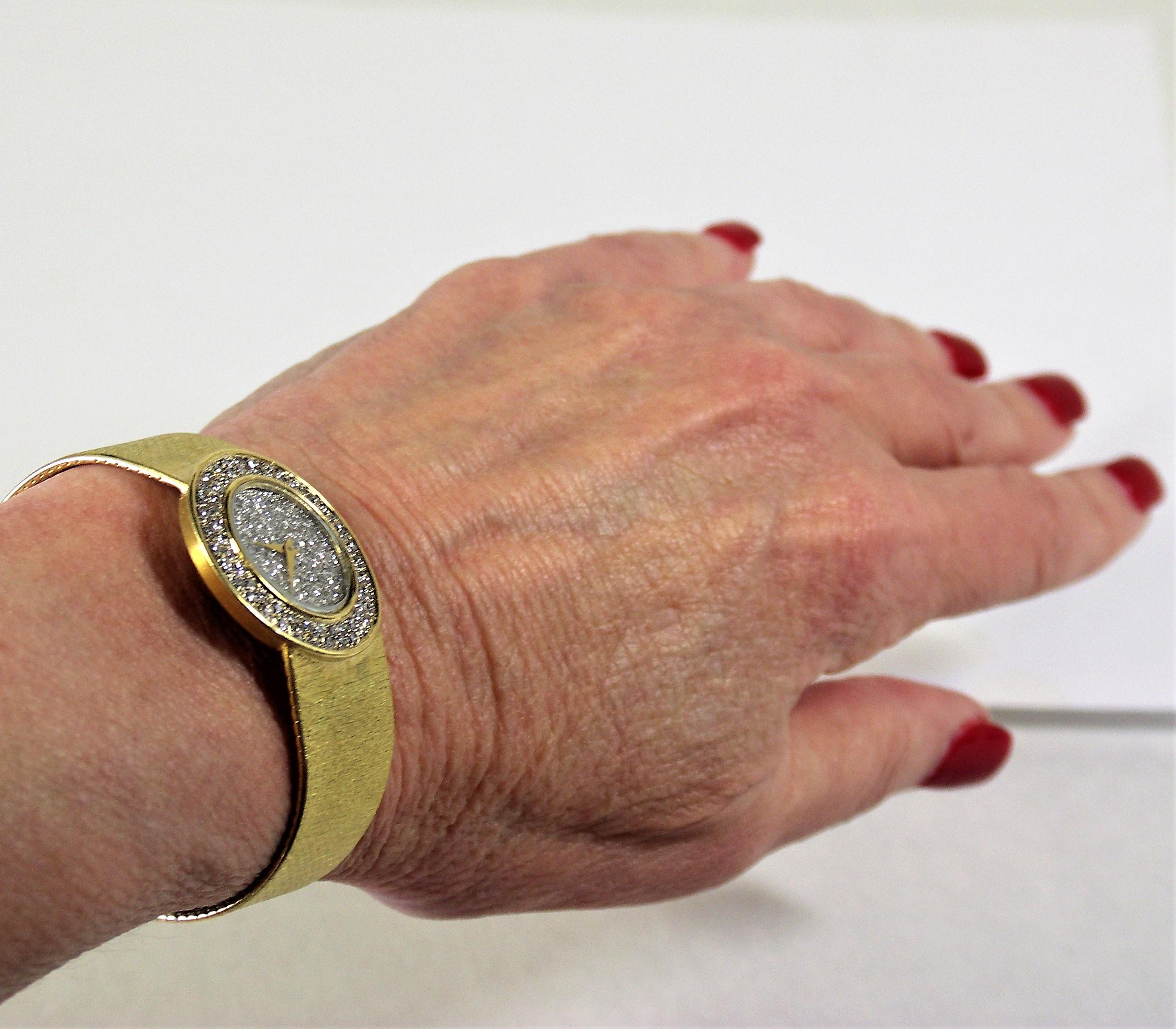 Bueche Girod Ladies yellow gold Diamond Quartz Wristwatch In Excellent Condition In Palm Beach, FL