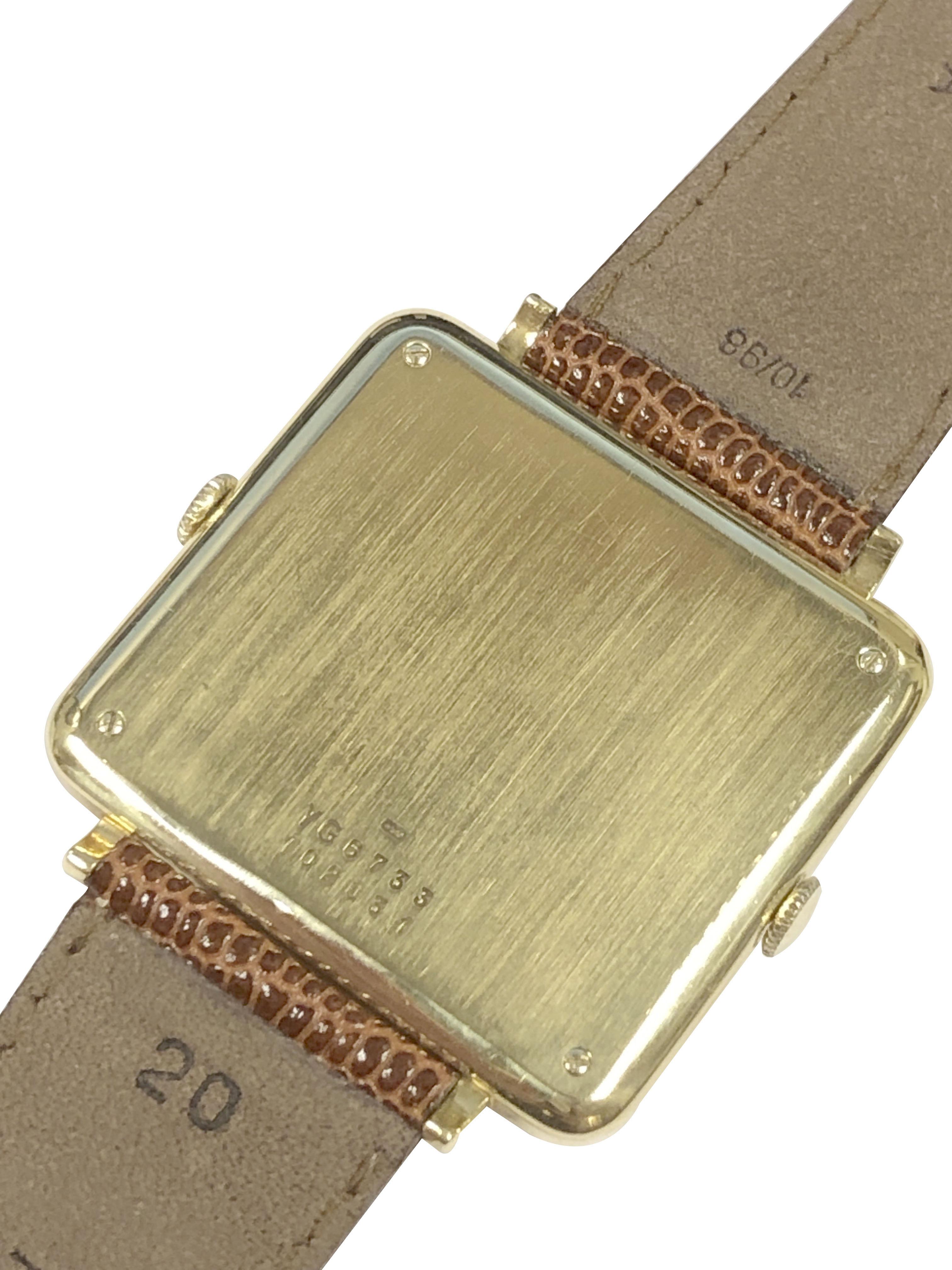 Bueche Girod Large Vintage Yellow Gold 2 Time Zone Wrist watch In Excellent Condition In Chicago, IL