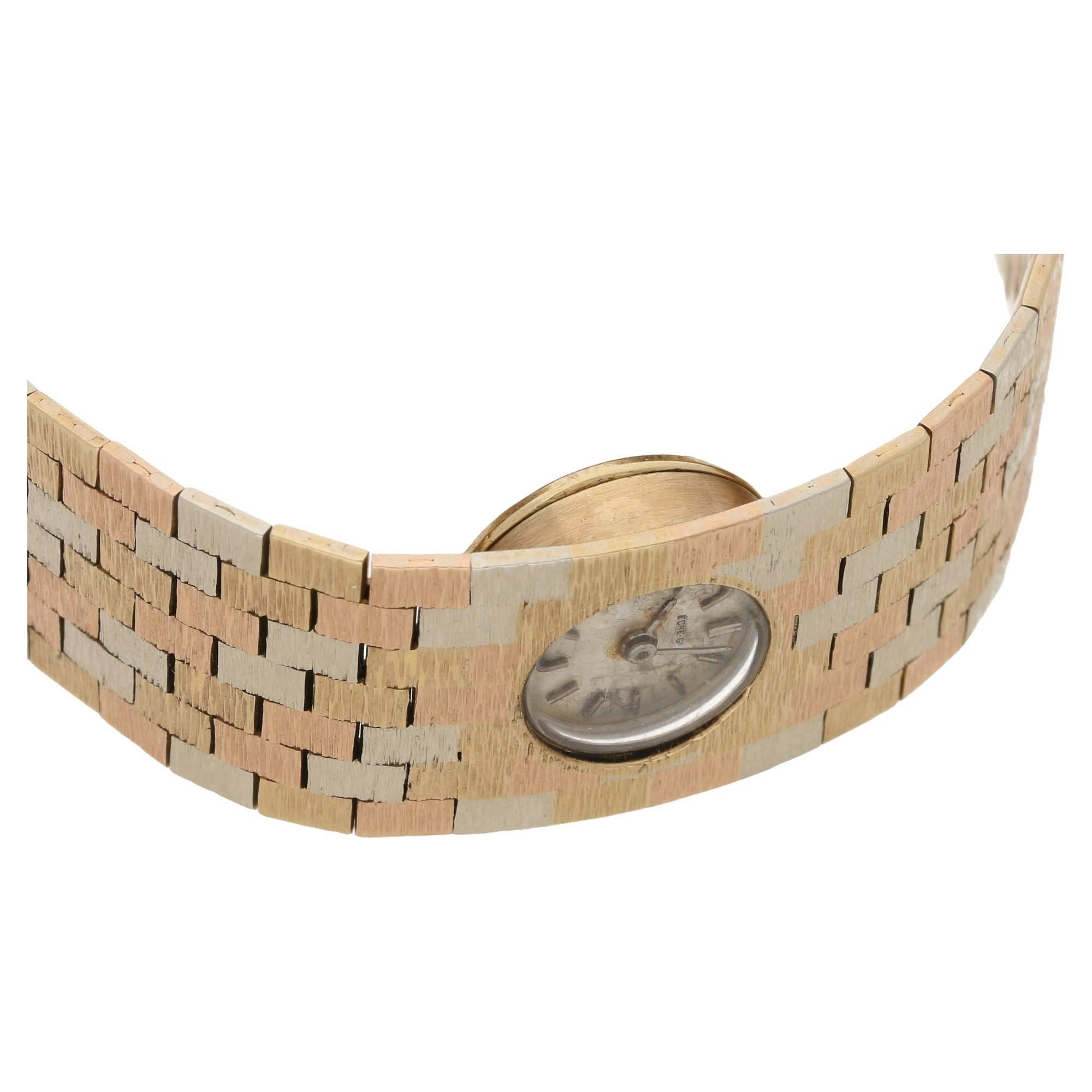 Women's or Men's Bueche Girod Multicolored Florentine Effect Gold Brickwork Bracelet Wristwatch