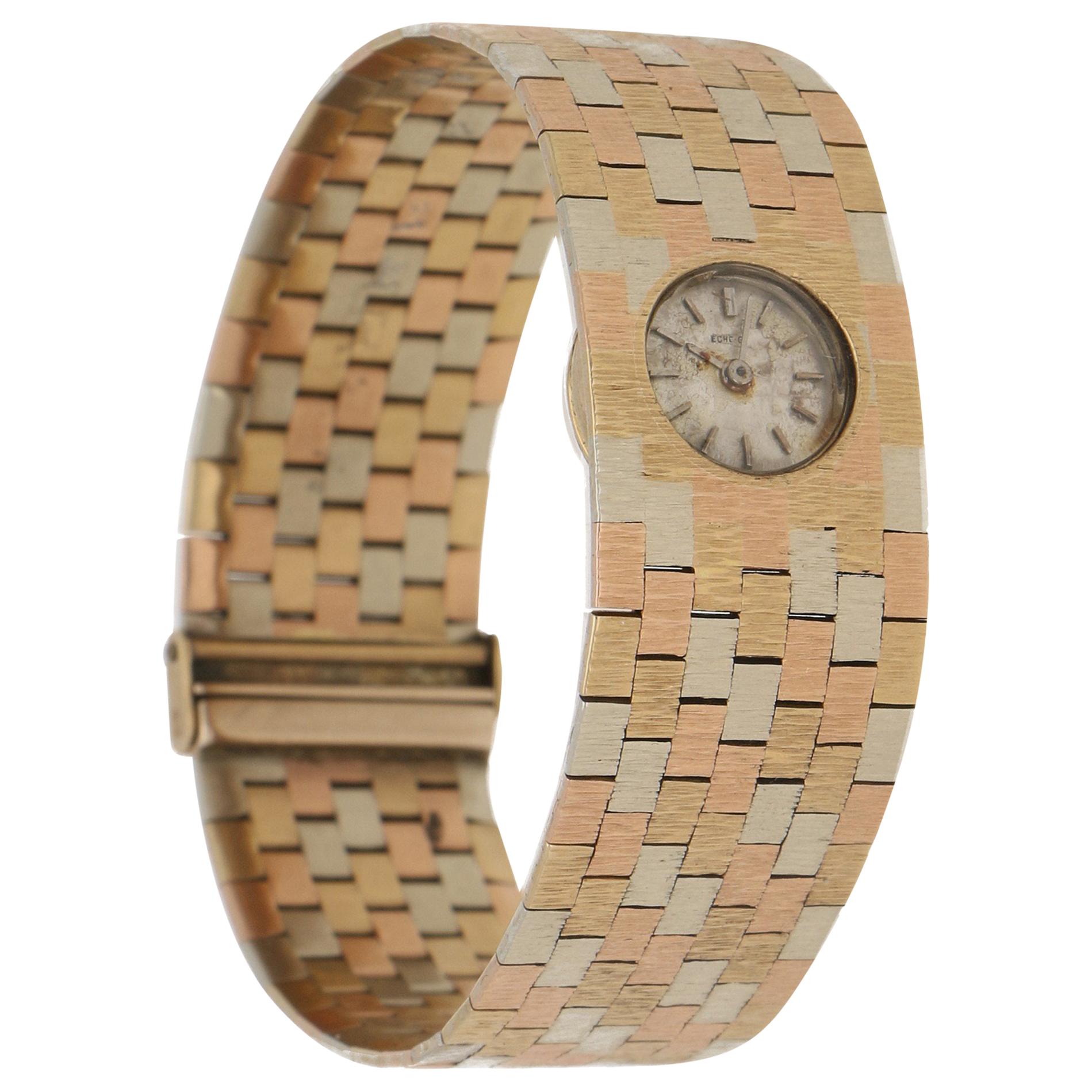 Bueche Girod Multicolored Florentine Effect Gold Brickwork Bracelet Wristwatch