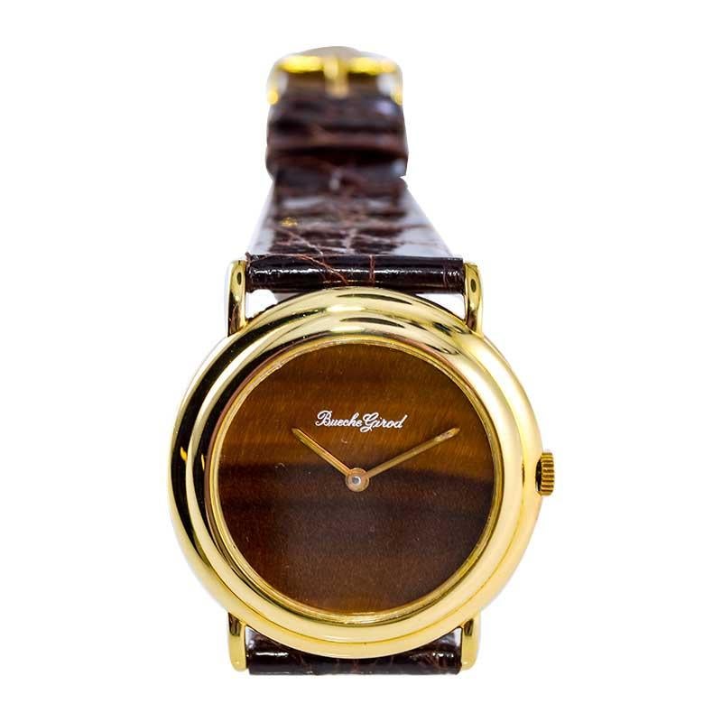 Bueche Girod Rare Tiger Eye Dress Watch with Micro Rotor Winding For Sale 3