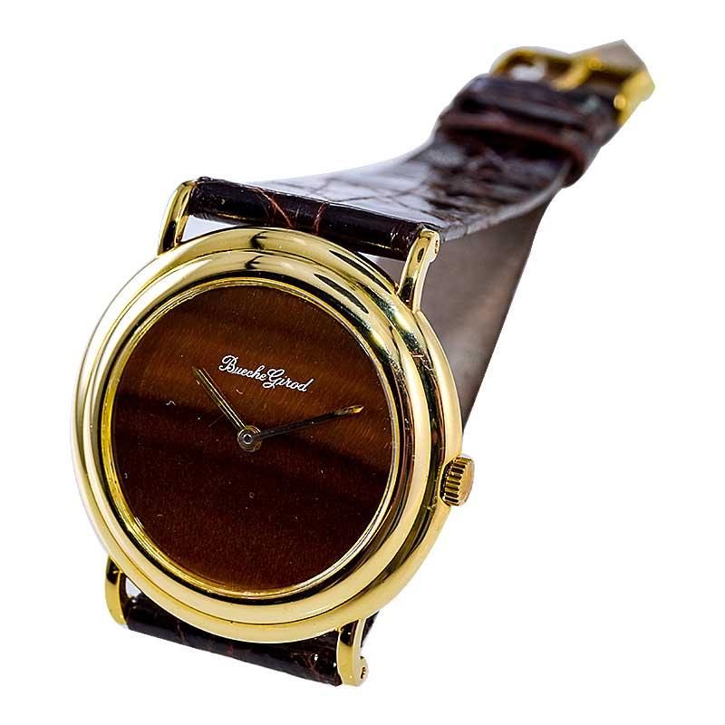 Bueche Girod Rare Tiger Eye Dress Watch with Micro Rotor Winding For Sale 4