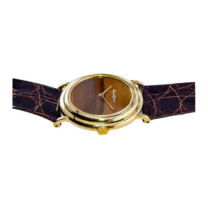 Bueche Girod Rare Tiger Eye Dress Watch with Micro Rotor Winding For Sale 5