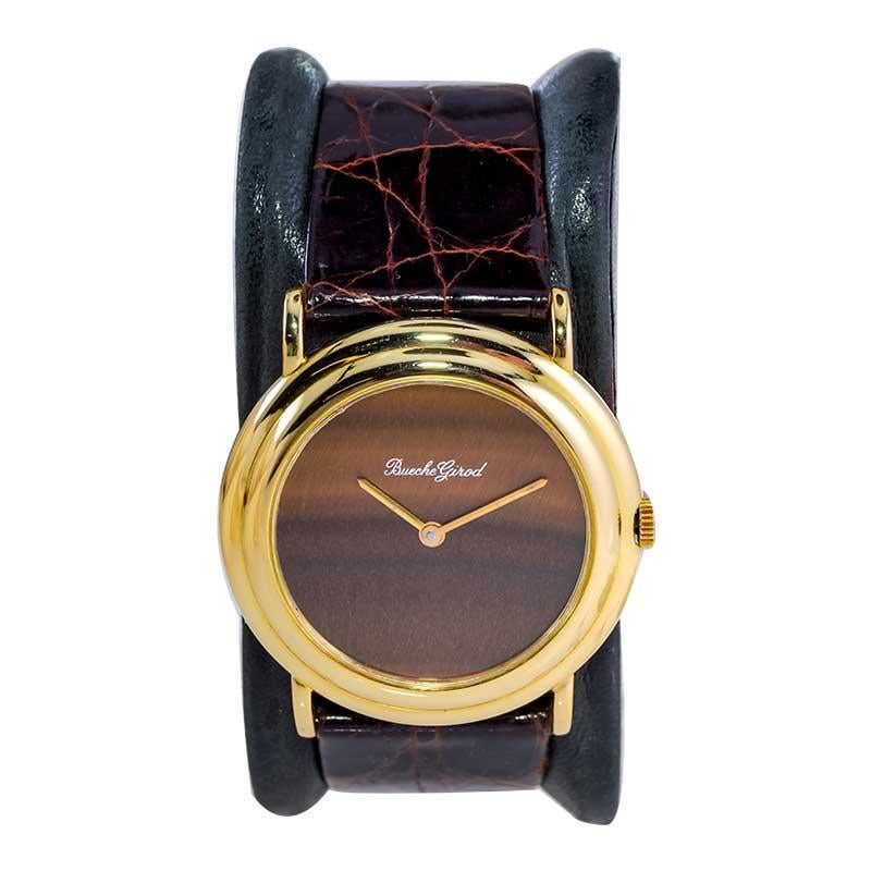 Bueche Girod Rare Tiger Eye Dress Watch with Micro Rotor Winding In Excellent Condition For Sale In Long Beach, CA